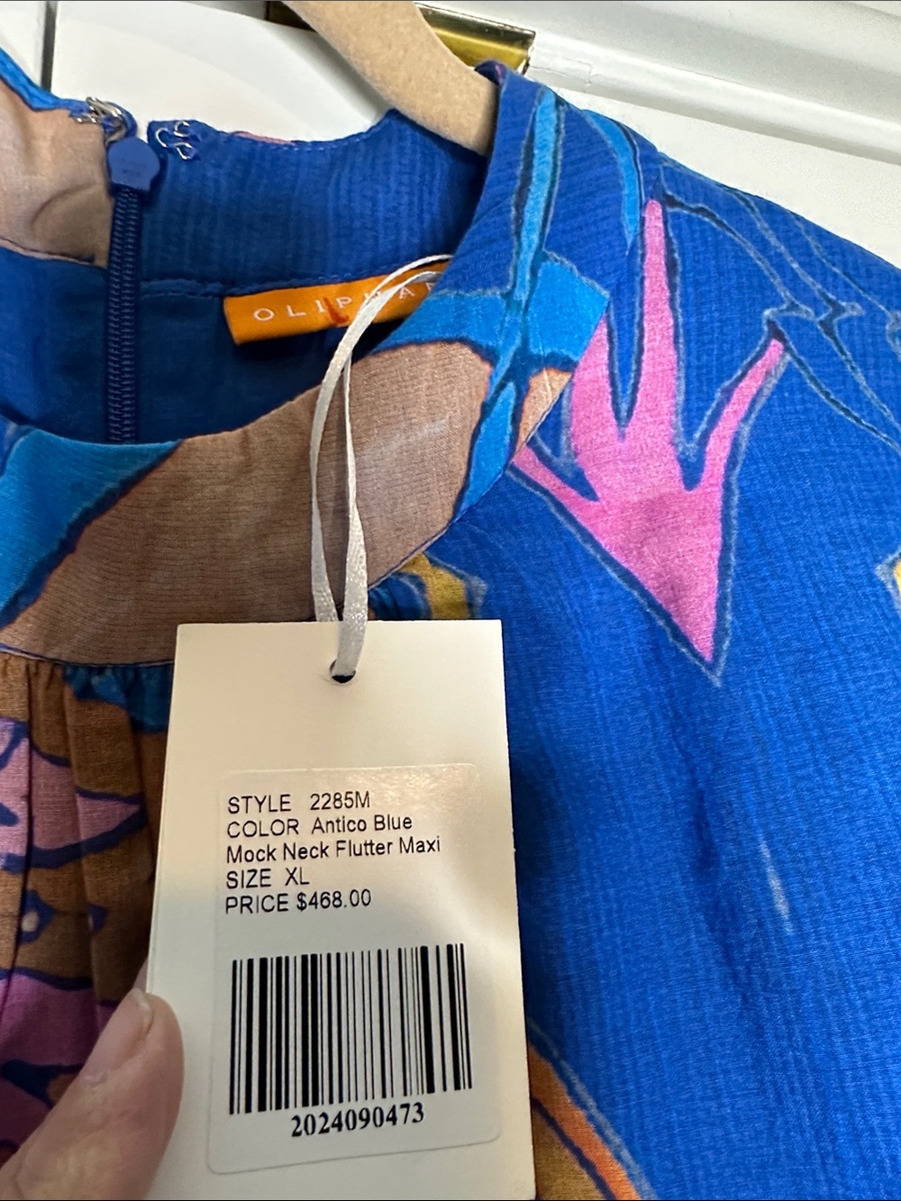 Oliphant MOCK NECK FLUTTER MAXI- ANTICO BLUE New SzXL - Picture 10 of 11